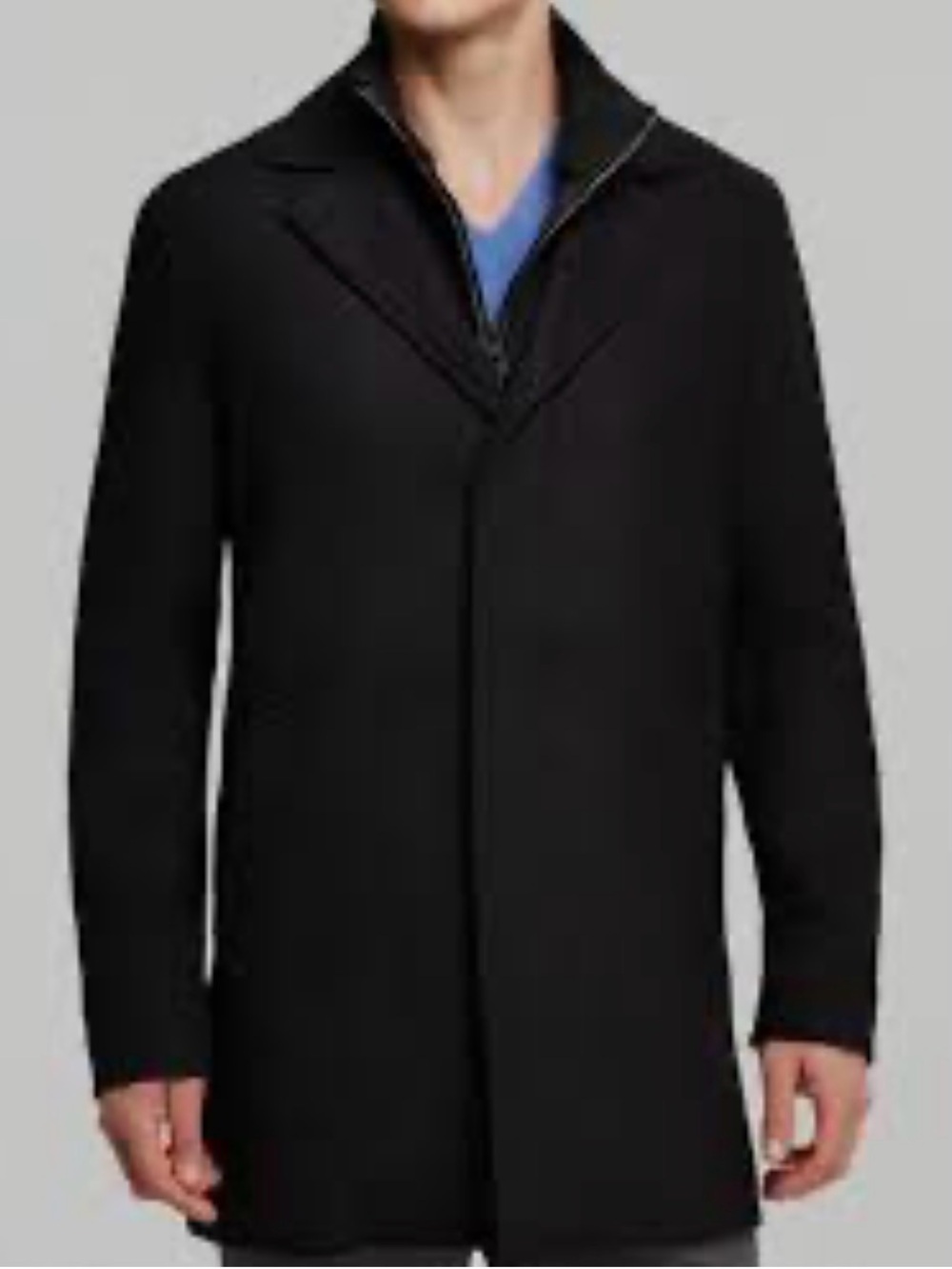 Cole Haan black wool bib Pea Coat with Sleek Colla coat